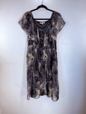 Rebecca Taylor Silk Watercolor Floral Chiffon Flutter Sleeve Dress‎ Romantic